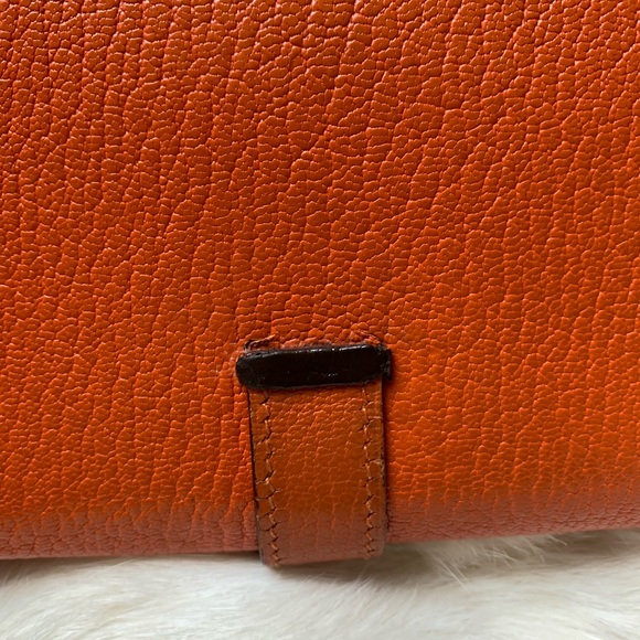 Hermes Bearn tri-fold leather wallet orange gold hardware - Picture 7 of 16